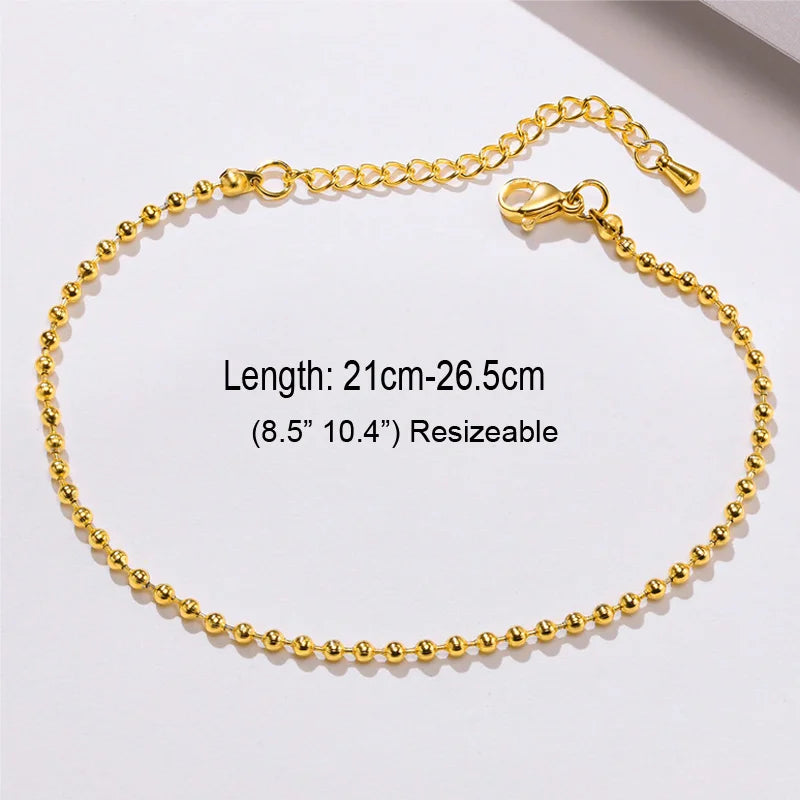 Snake Chain Anklet for Women Girls Adjustable Summer Beach Chain