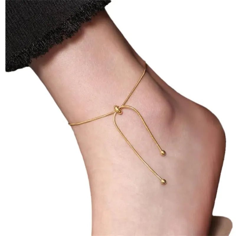 Simple Adjustable Chain Anklet Bracelet for Women Fashion Vintage Thin Chain