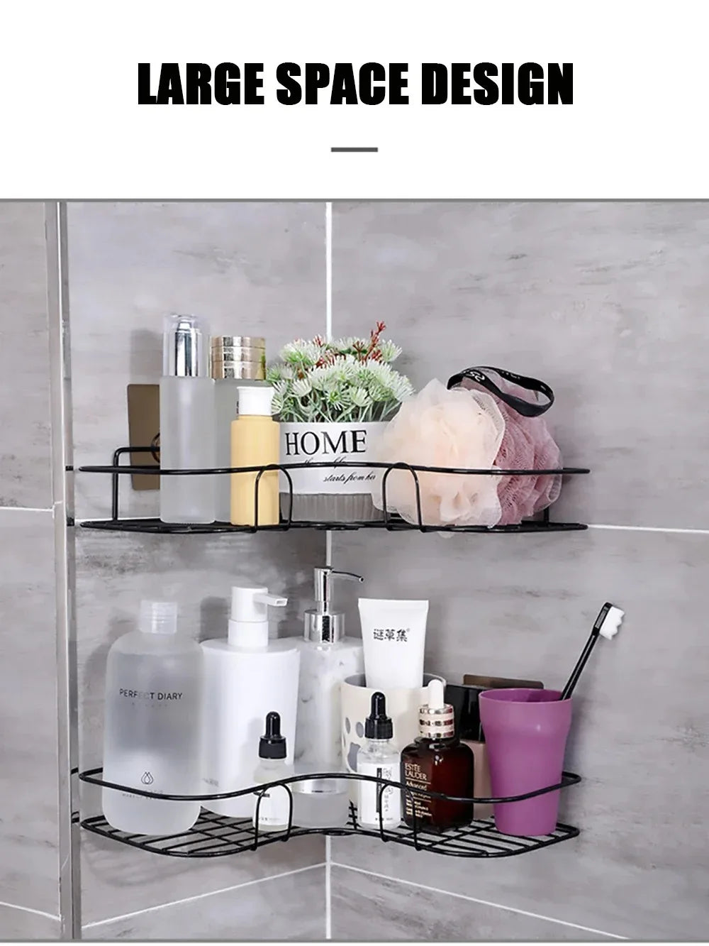 Bathroom Shelf No-Drill Corner Shelf Shower Wall Mounted