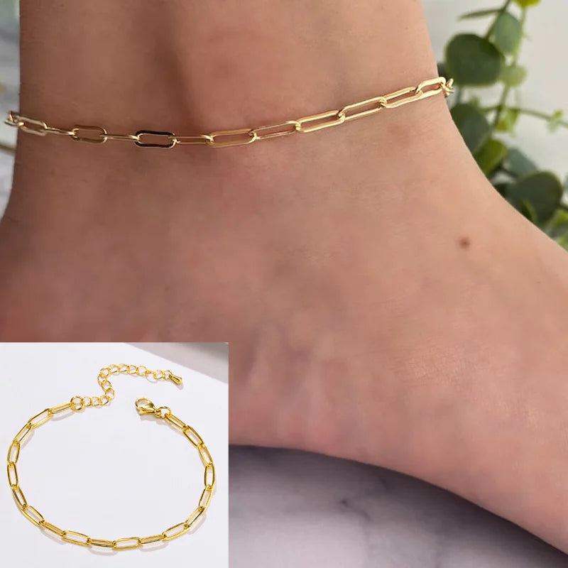 Snake Chain Anklet for Women Girls Adjustable Summer Beach Chain