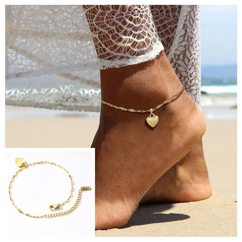 Snake Chain Anklet for Women Girls Adjustable Summer Beach Chain