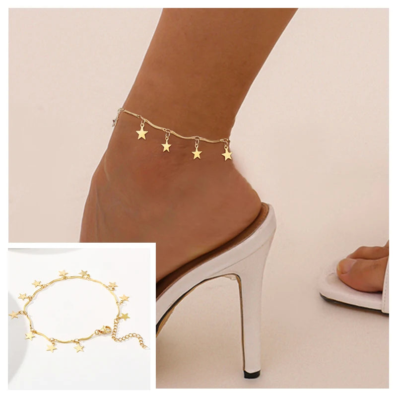 Snake Chain Anklet for Women Girls Adjustable Summer Beach Chain