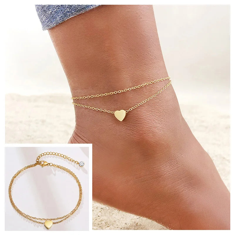 Snake Chain Anklet for Women Girls Adjustable Summer Beach Chain