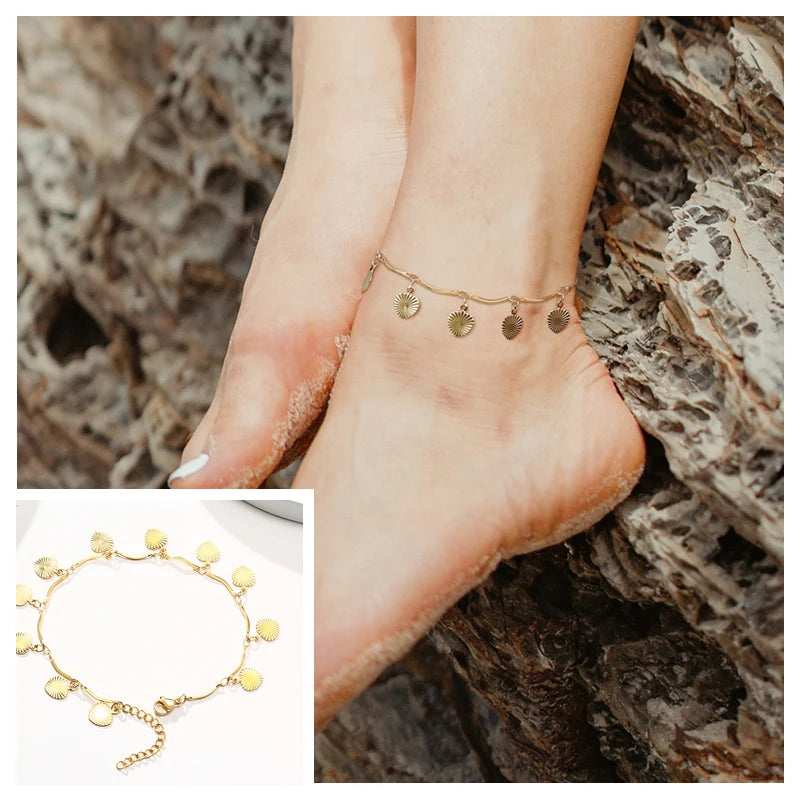 Snake Chain Anklet for Women Girls Adjustable Summer Beach Chain