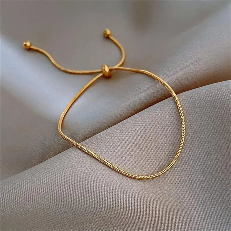 Simple Adjustable Chain Anklet Bracelet for Women Fashion Vintage Thin Chain