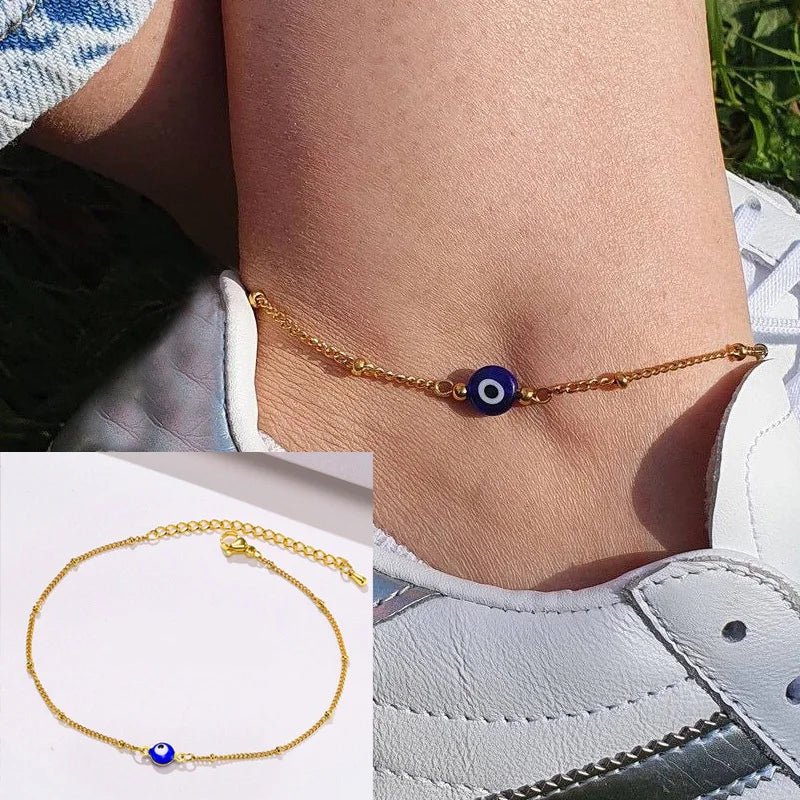 Snake Chain Anklet for Women Girls Adjustable Summer Beach Chain