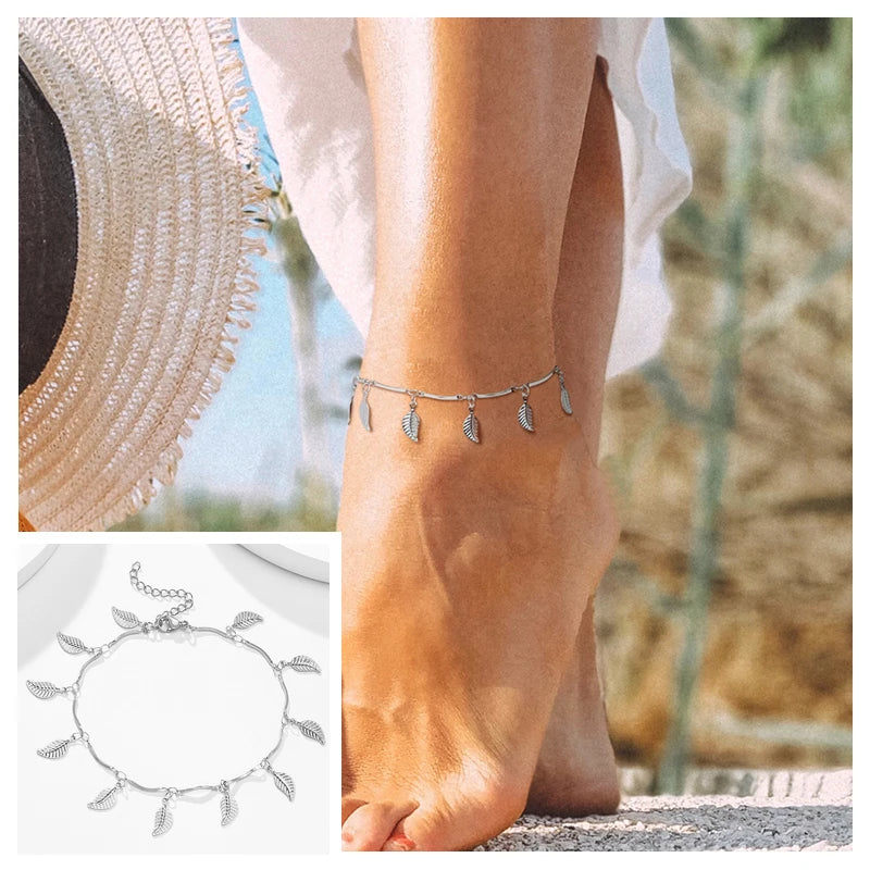 Snake Chain Anklet for Women Girls Adjustable Summer Beach Chain